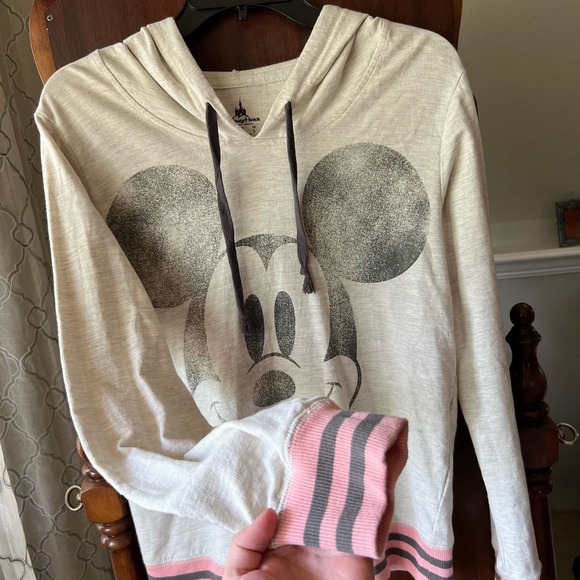 Disney Parks MICKEY MOUSE women’s medium Gray Hooded Hoodie Sweatshirt - Picture 5 of 9